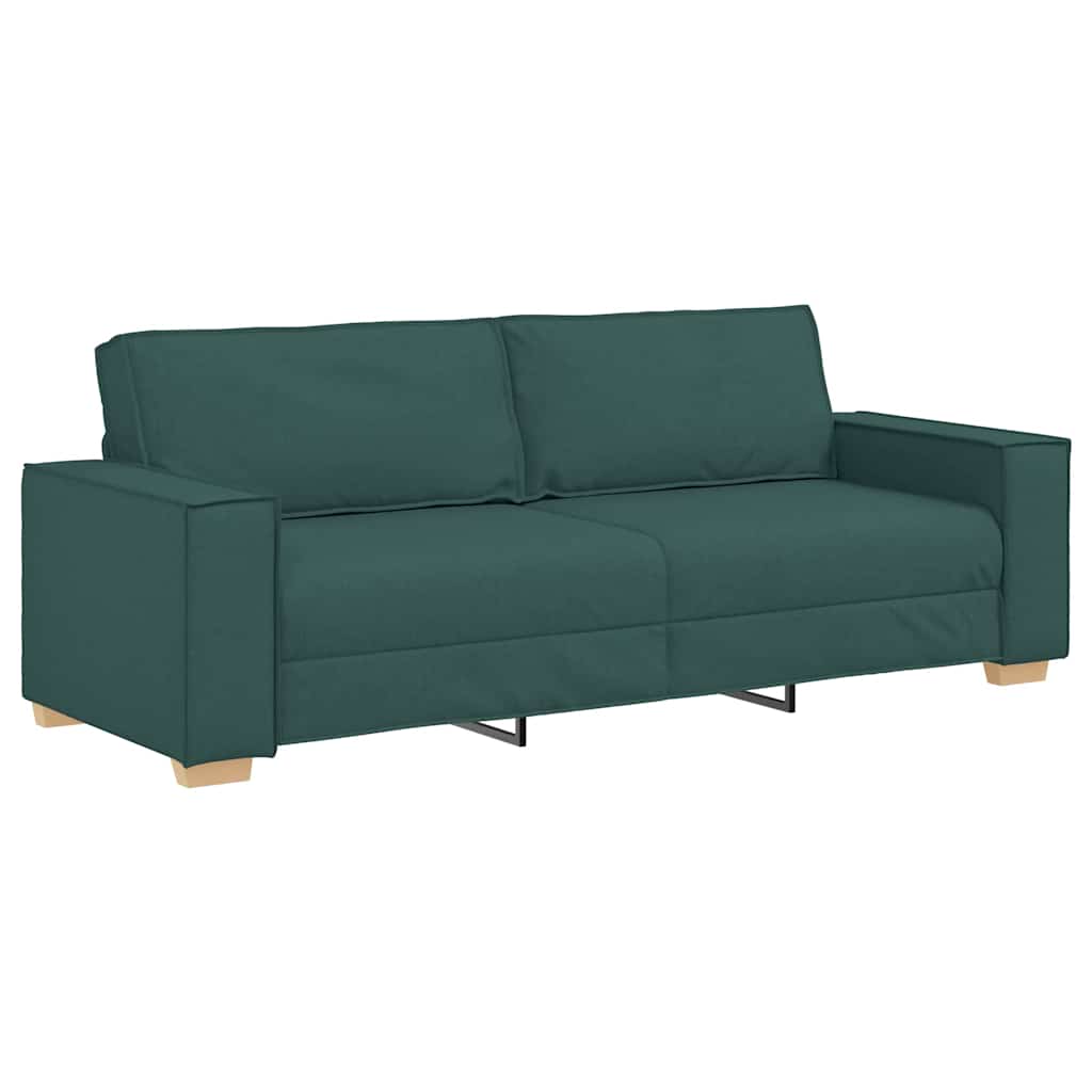 3-Sits soffa Mörkgrön 220 cm tyg