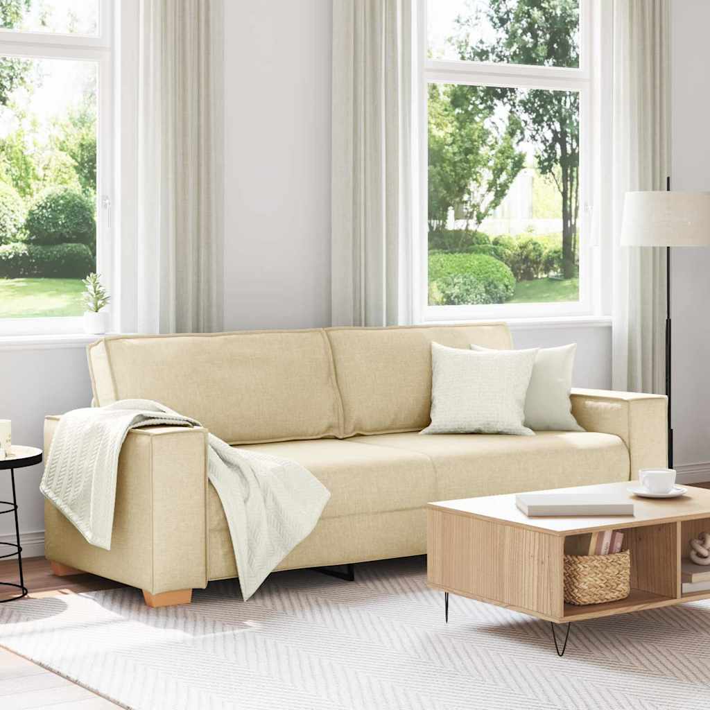 3-Sits soffa Kräm 220 cm tyg