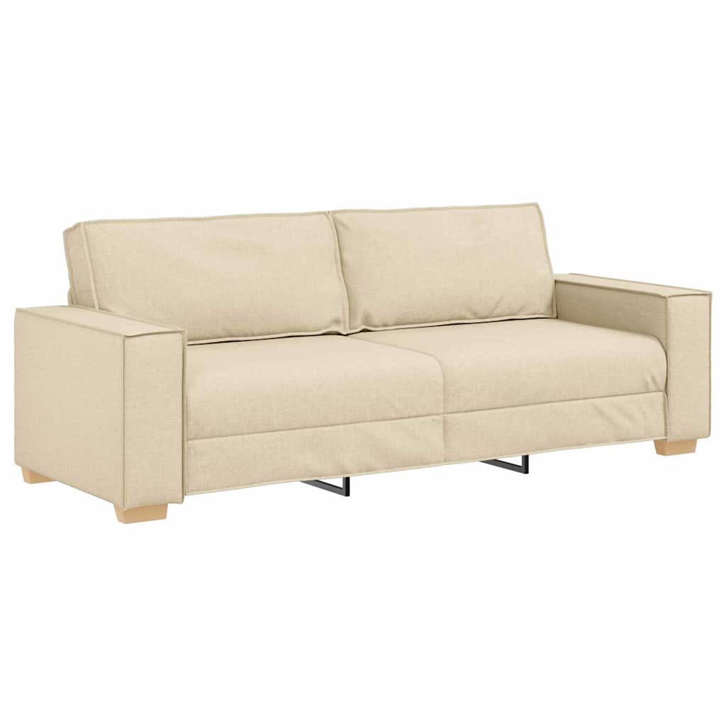 3-Sits soffa Kräm 220 cm tyg