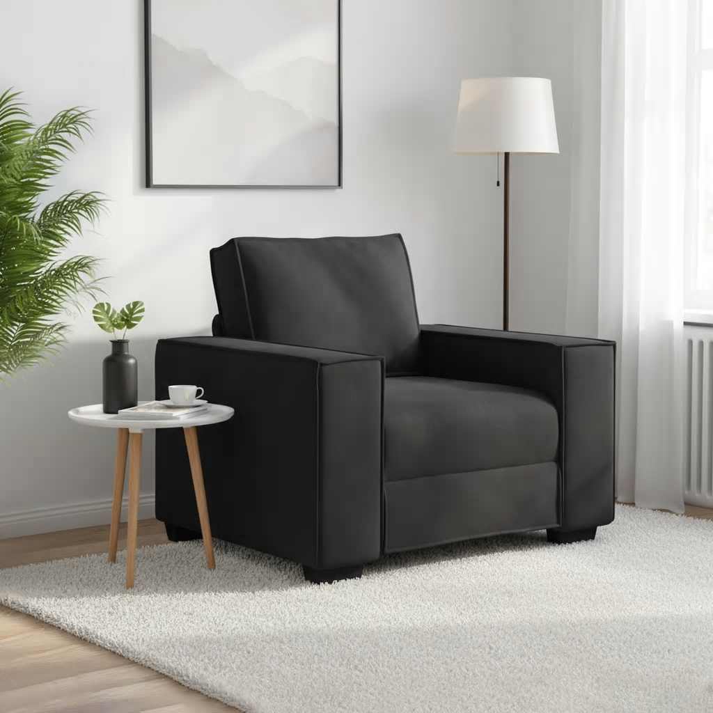Soffstol svart 100x78x84 cm sammet