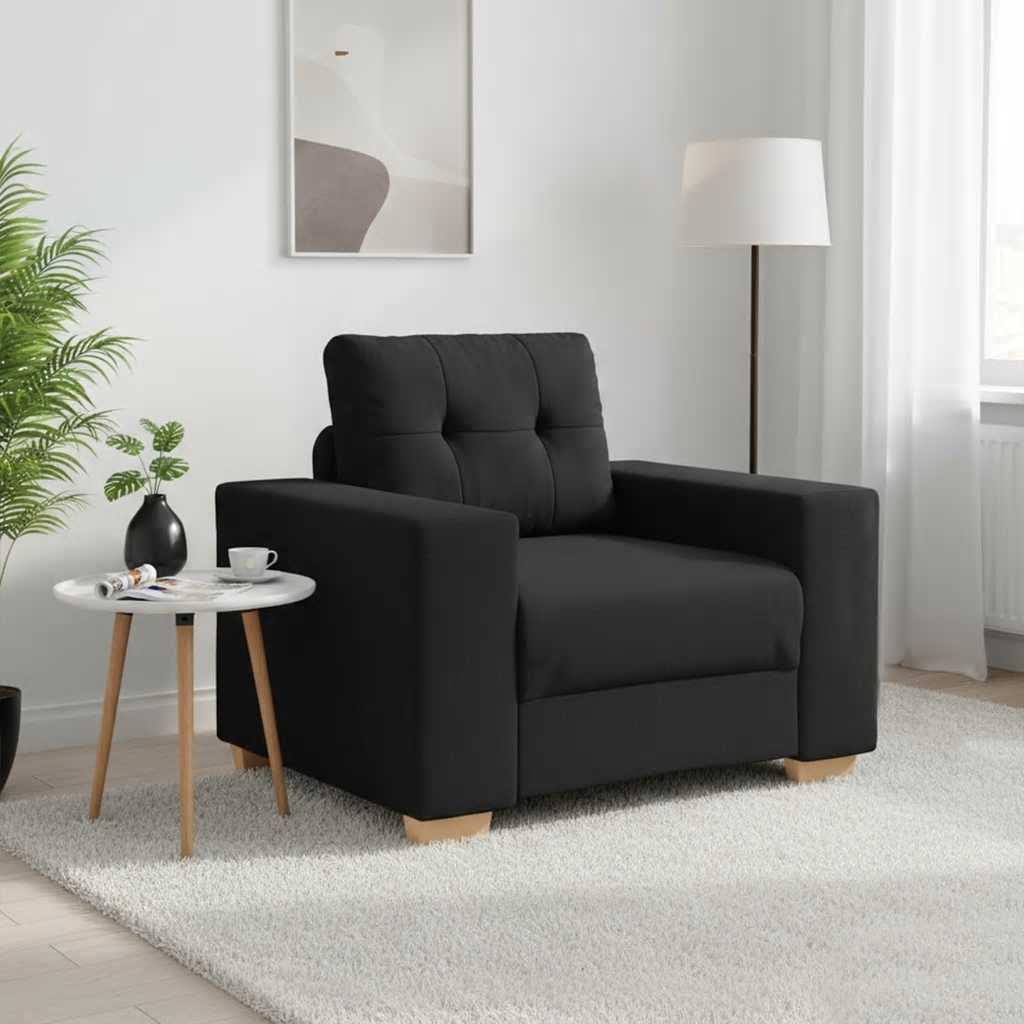 Fåtölj svart 100x78x80 cm tyg