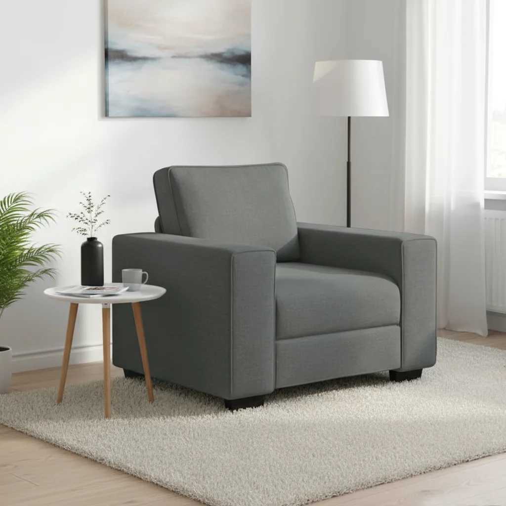 Soffstol mörkgrå 100x77x82 cm tyg