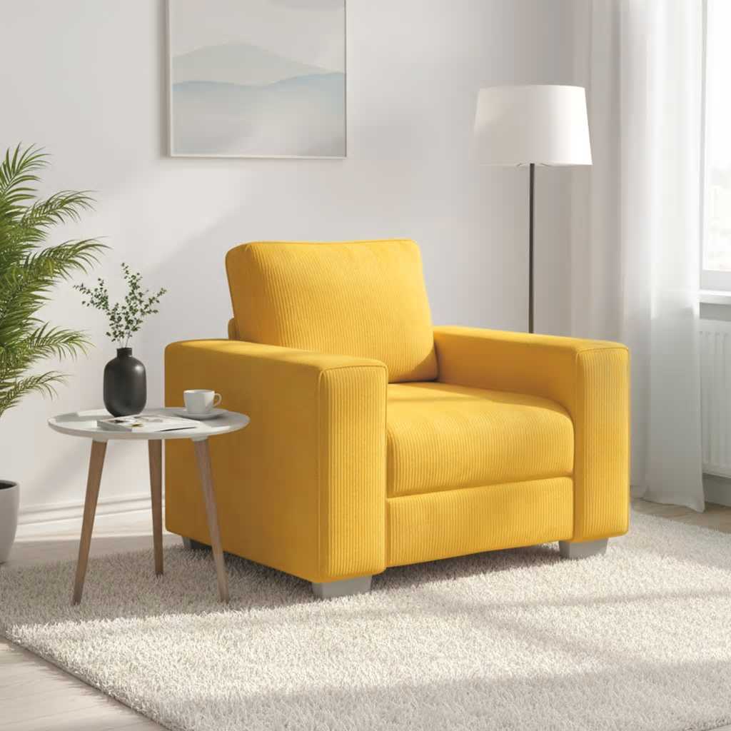 Soffstol ljusgul 100x77x82 cm manchestertyg