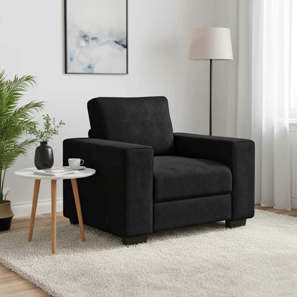 Soffstol svart 100x77x82 cm sammet
