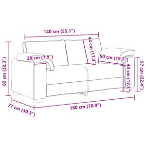 Loveseat soffa ljusgrå 140 cm sammet