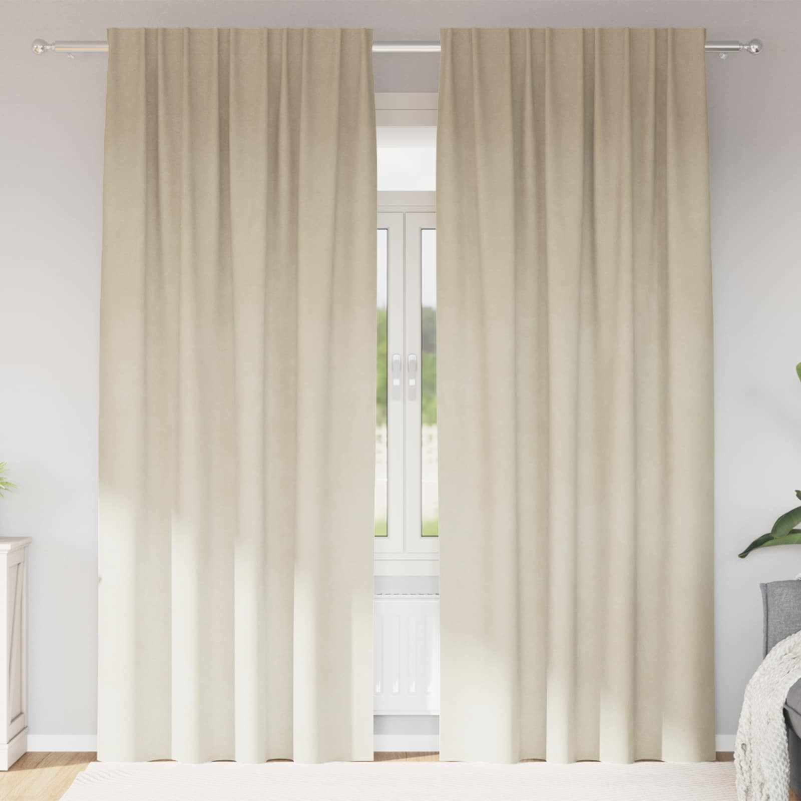 Mörkläggningsgardiner 2 st Gräddvit 140 x 260 cm Sammet
