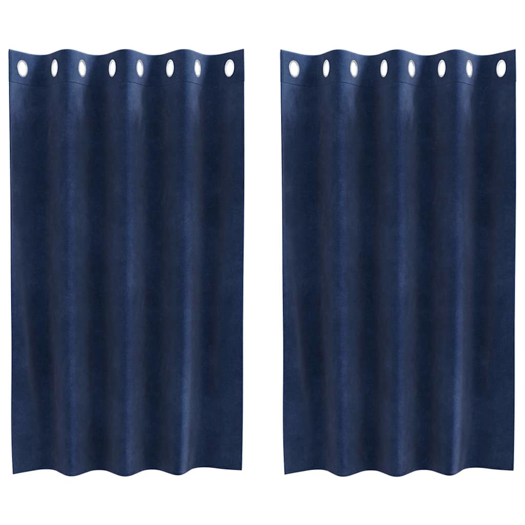 Mörkläggningsgardiner 2 st Mörkblå 140 x 140 cm Sammet