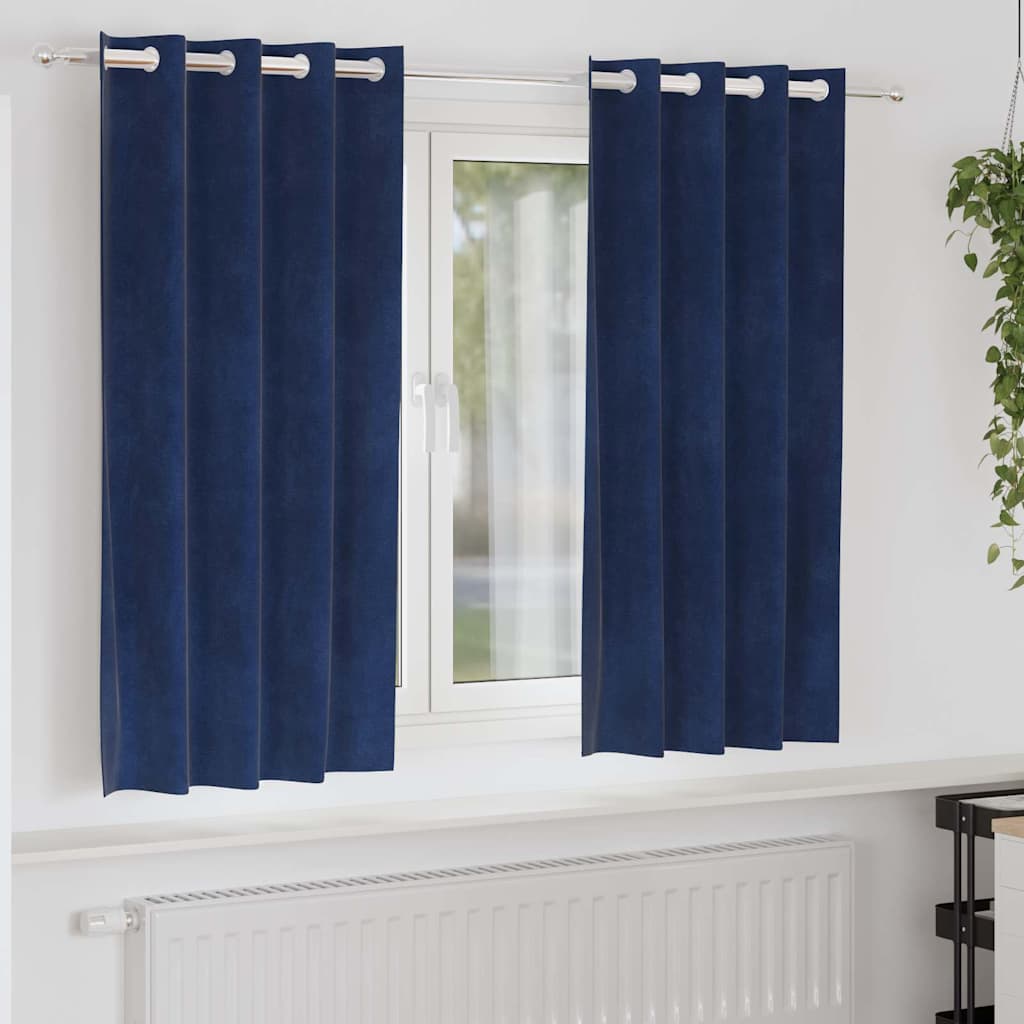 Mörkläggningsgardiner 2 st Mörkblå 140 x 175 cm Sammet