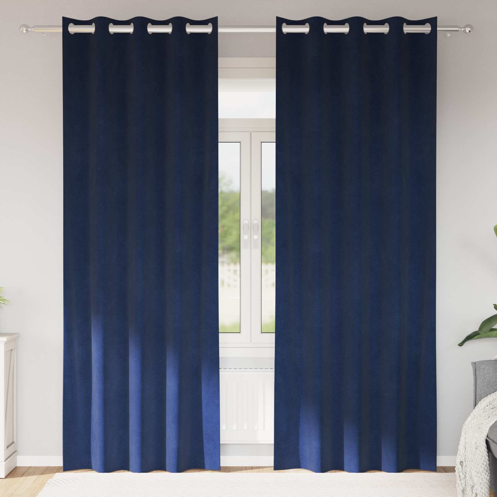 Mörkläggningsgardiner 2 st Mörkblå 140 x 260 cm Sammet