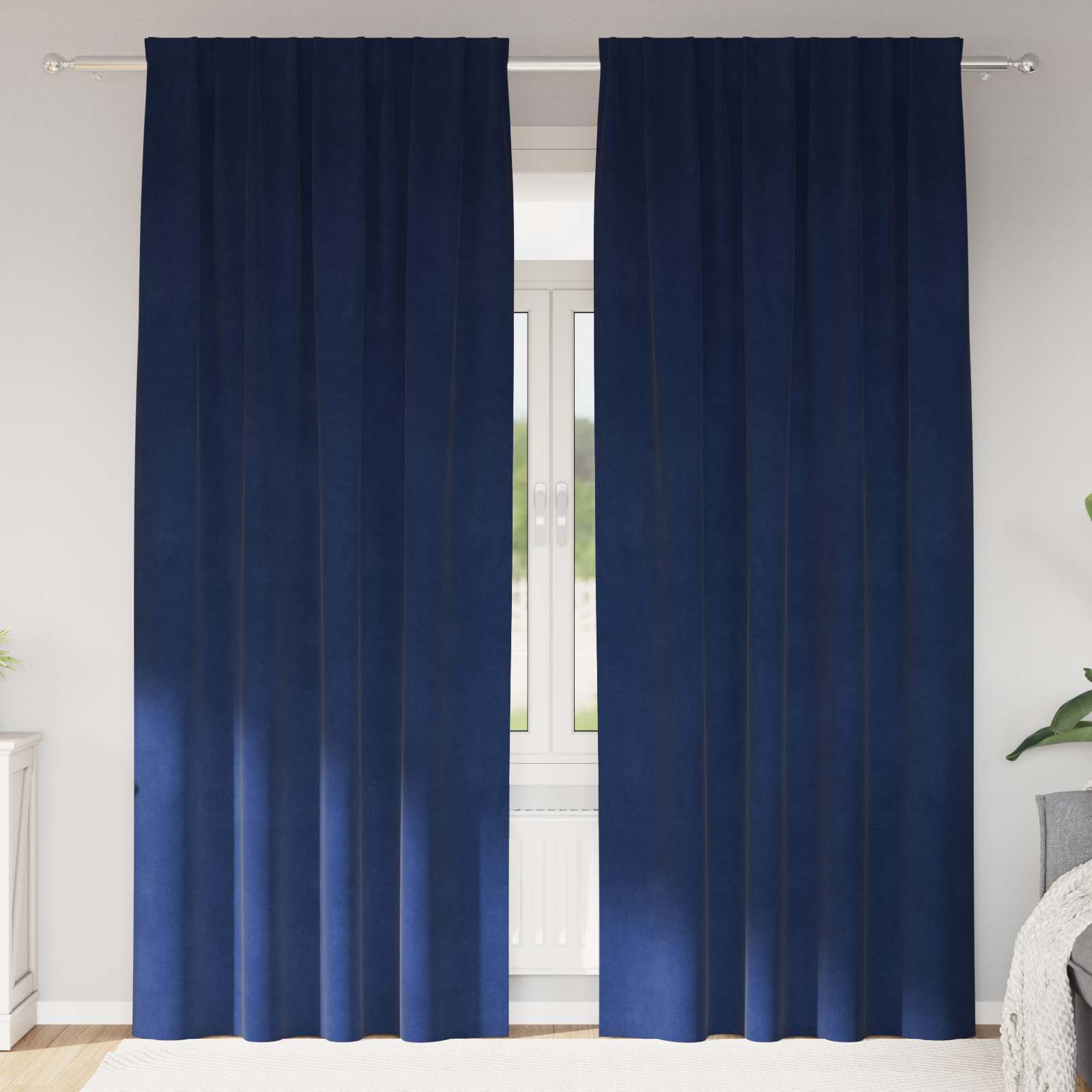 Mörkläggningsgardiner 2 st Mörkblå 140 x 260 cm Sammet