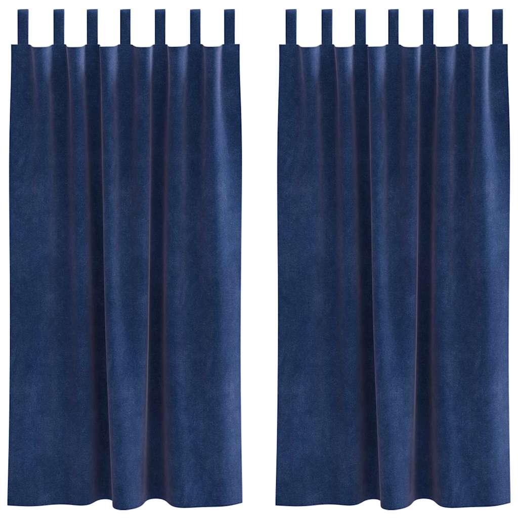 Gardiner 2 st Mörkblå 140 x 175 cm Sammet