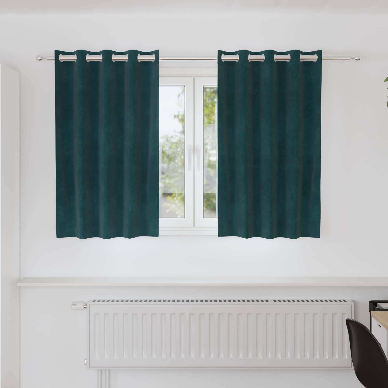 Mörkläggningsgardiner 2 st Mörkgrön 140 x 140 cm Sammet