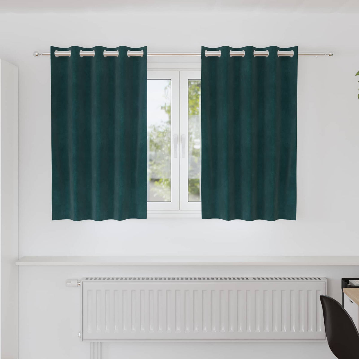 Gardiner 2 st Mörkgrön 140 x 140 cm Sammet