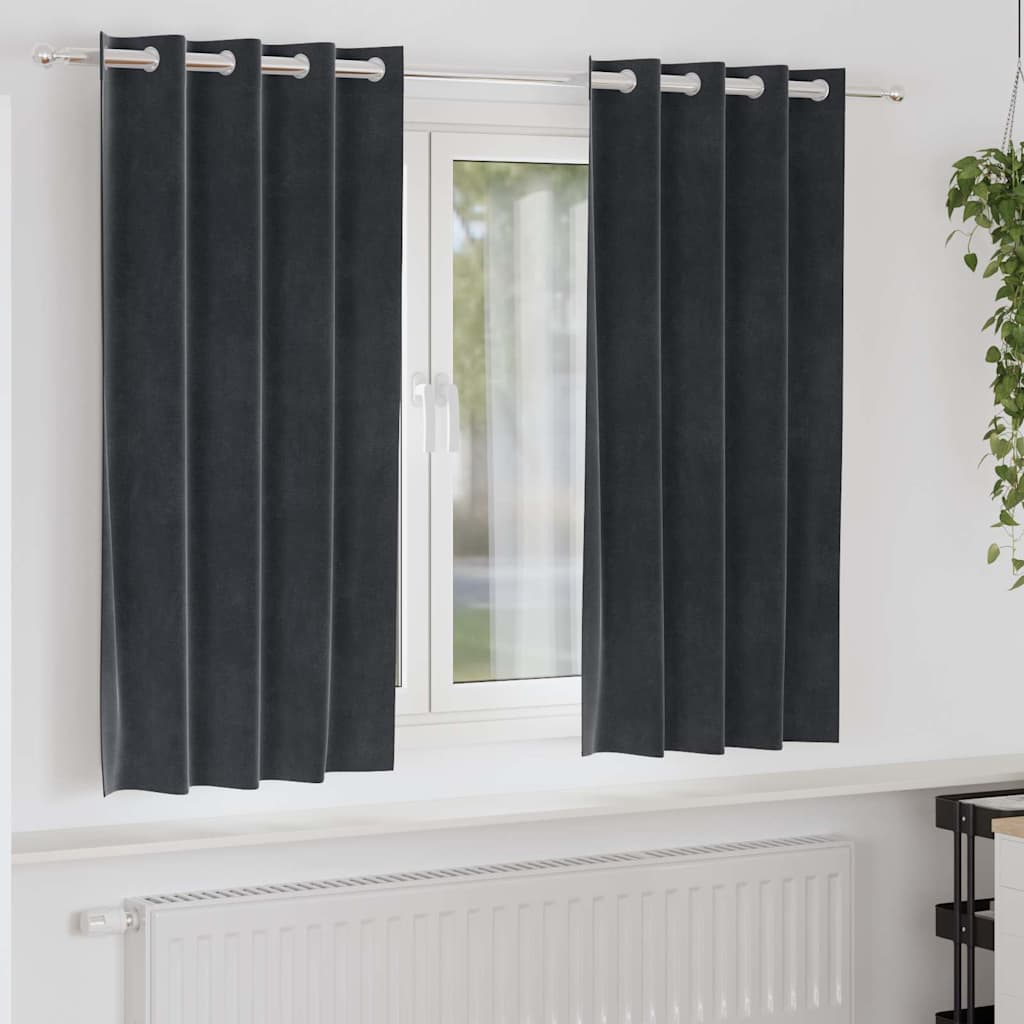 Mörkläggningsgardiner 2 st Mörkgrå 140 x 175 cm Sammet