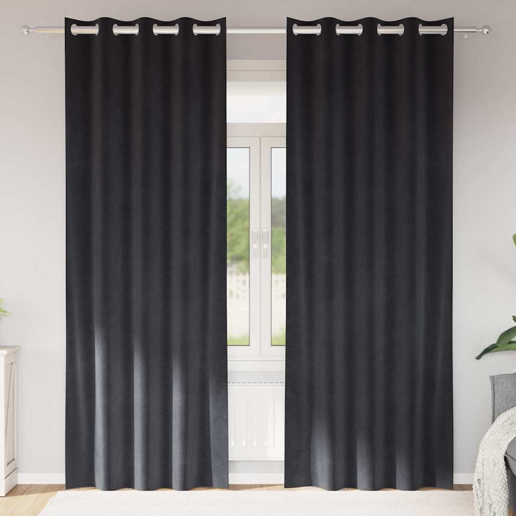Mörkläggningsgardiner 2 st Mörkgrå 140 x 225 cm Sammet