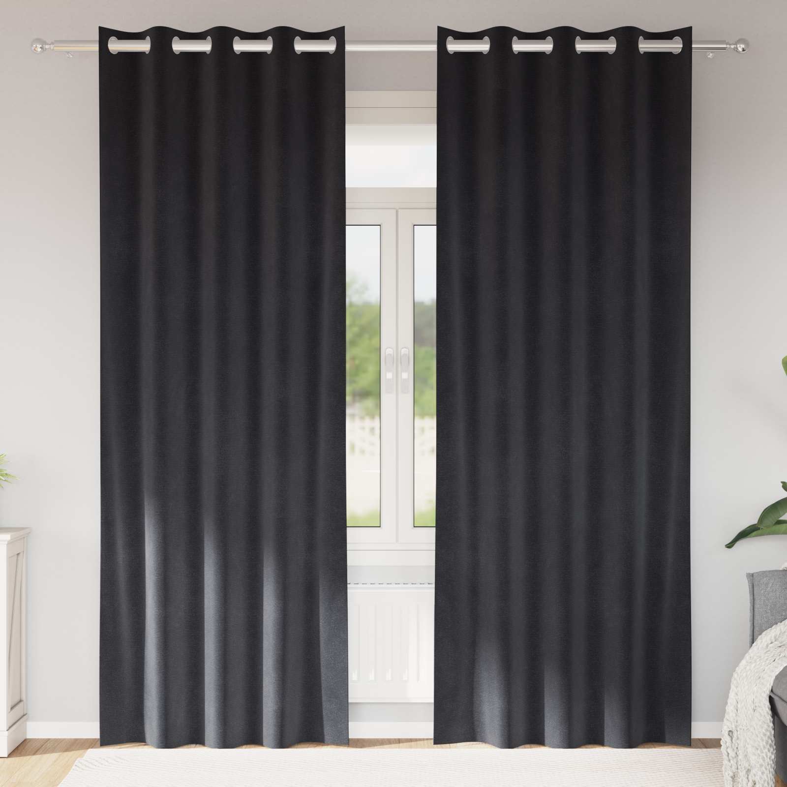 Mörkläggningsgardiner 2 st Mörkgrå 140 x 245 cm Sammet