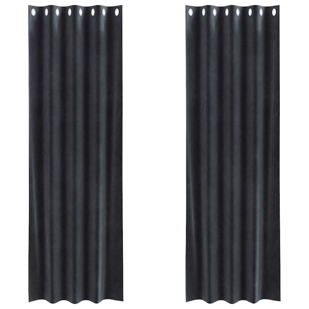 Mörkläggningsgardiner 2 st Mörkgrå 140 x 260 cm Sammet