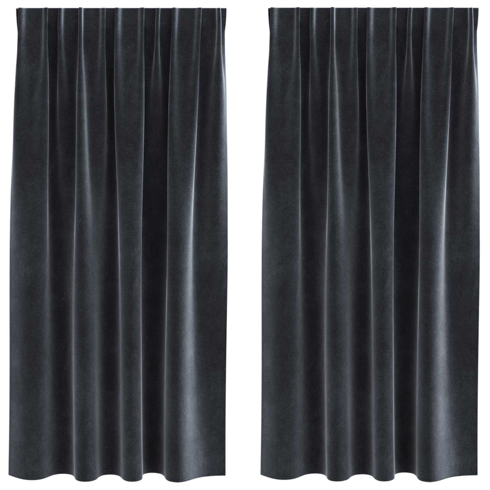 Mörkläggningsgardiner 2 st Mörkgrå 140 x 175 cm Sammet