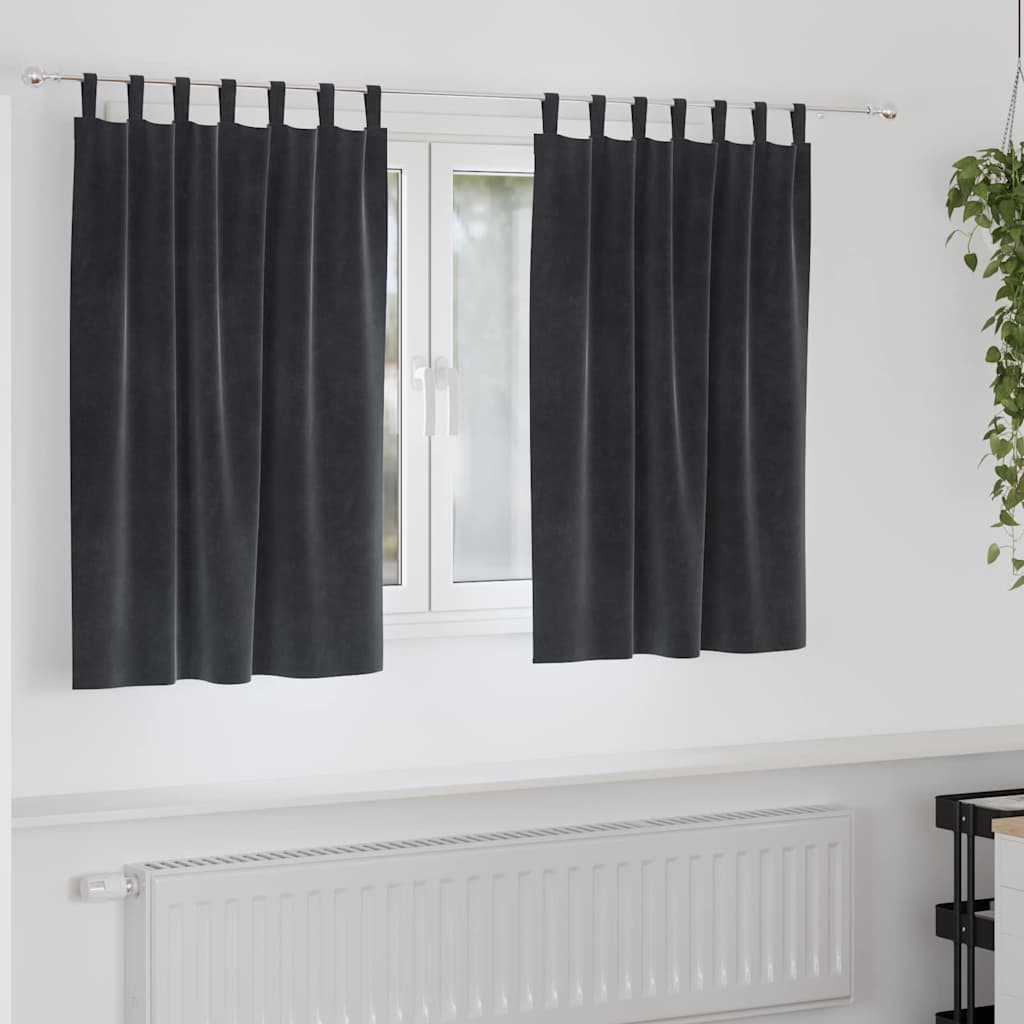 Mörkläggningsgardiner 2 st Mörkgrå 140 x 140 cm Sammet