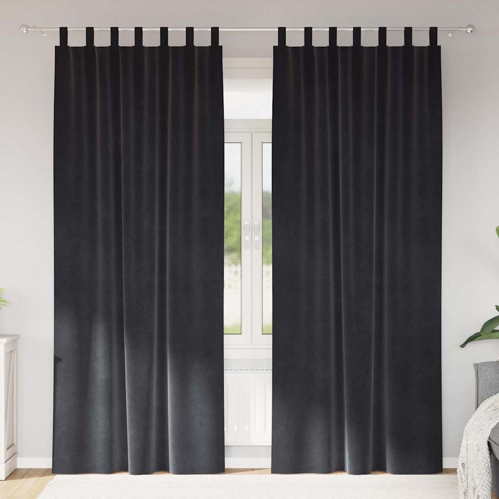 Mörkläggningsgardiner 2 st Mörkgrå 140 x 245 cm Sammet