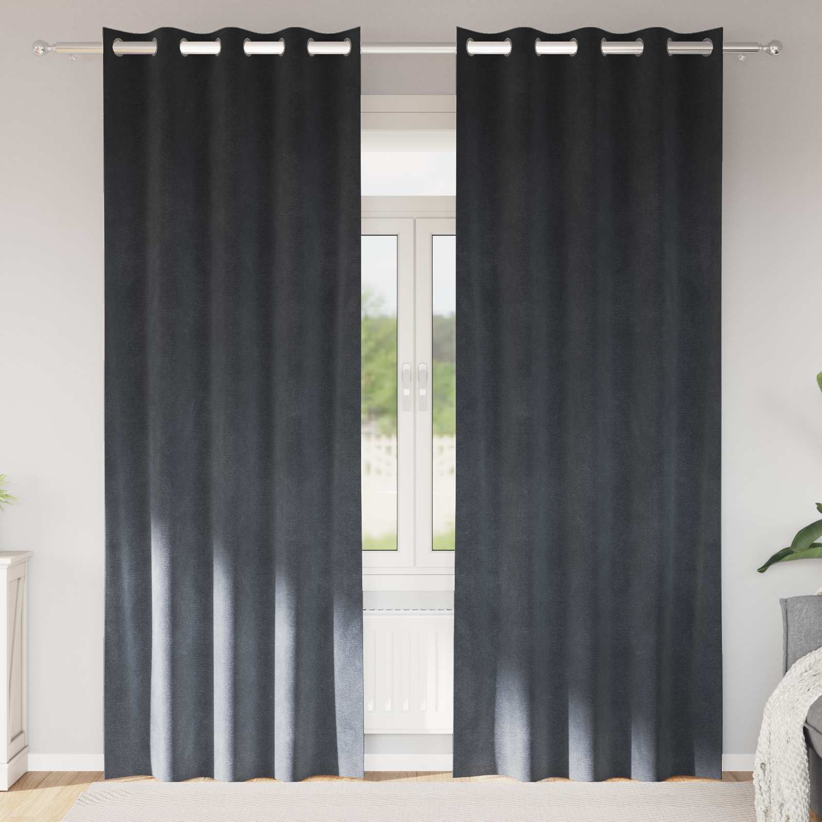Mörkläggningsgardiner 2 st Ljusgrå 140 x 260 cm Sammet