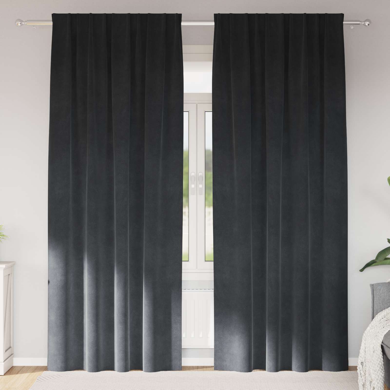 Mörkläggningsgardiner 2 st Ljusgrå 140 x 245 cm Sammet