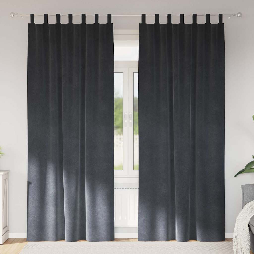 Mörkläggningsgardiner 2 st Ljusgrå 140 x 225 cm Sammet