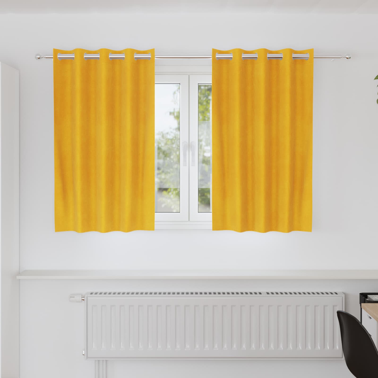 Mörkläggningsgardiner 2 st Senapsgul 140 x 140 cm Sammet