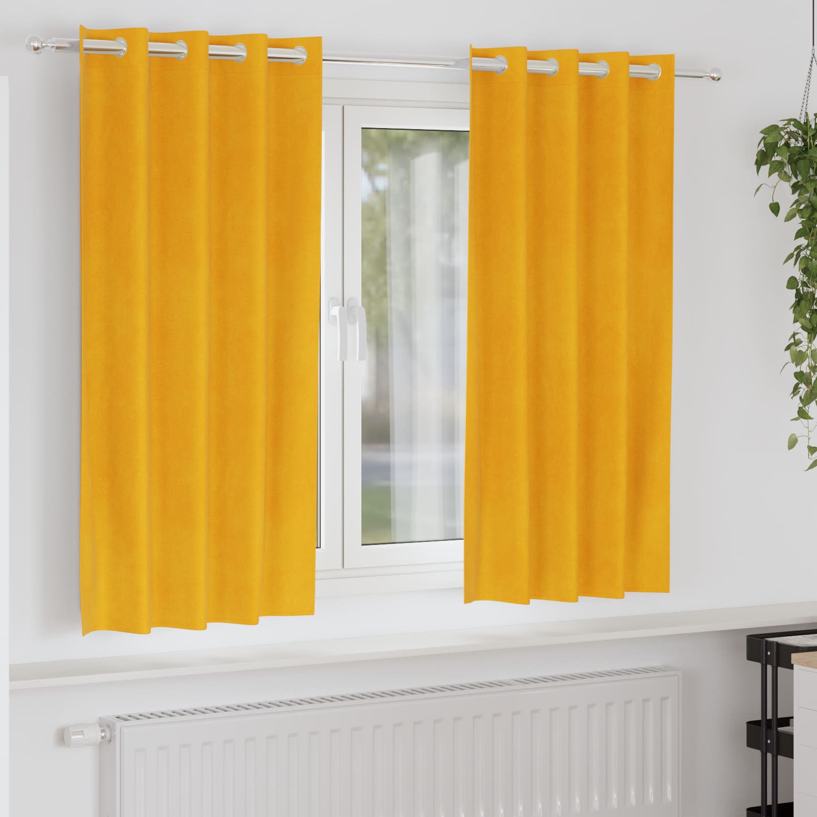 Mörkläggningsgardiner 2 st Senapsgul 140 x 175 cm Sammet