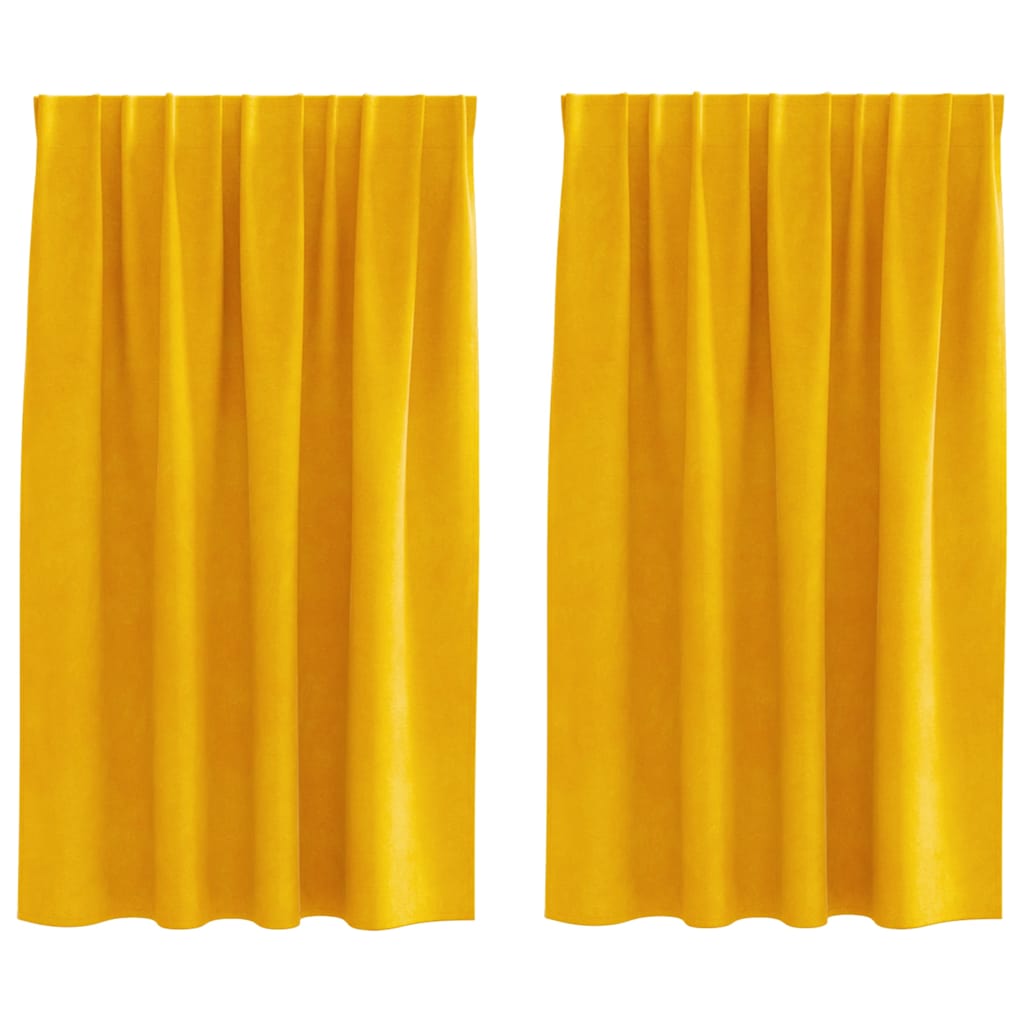Mörkläggningsgardiner 2 st Senapsgul 140 x 140 cm Sammet