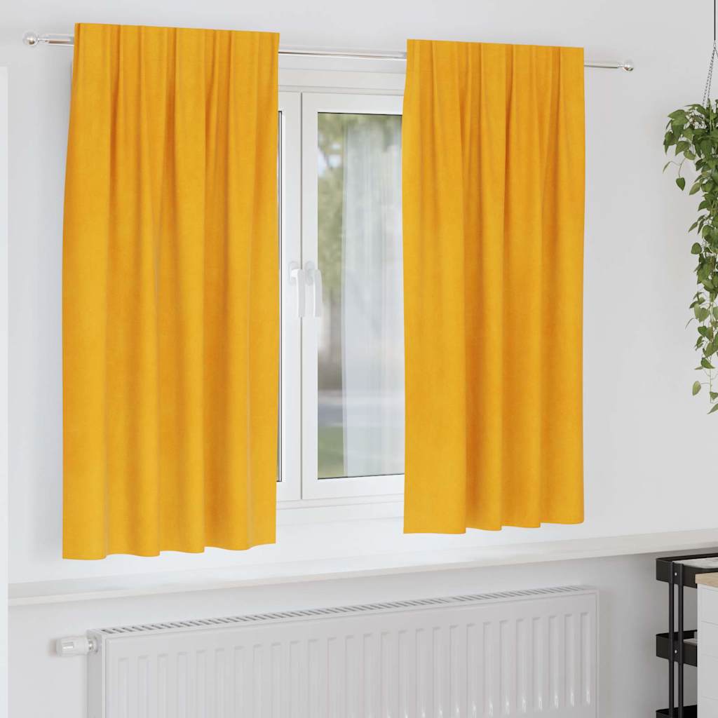 Mörkläggningsgardiner 2 st Senapsgul 140 x 175 cm Sammet