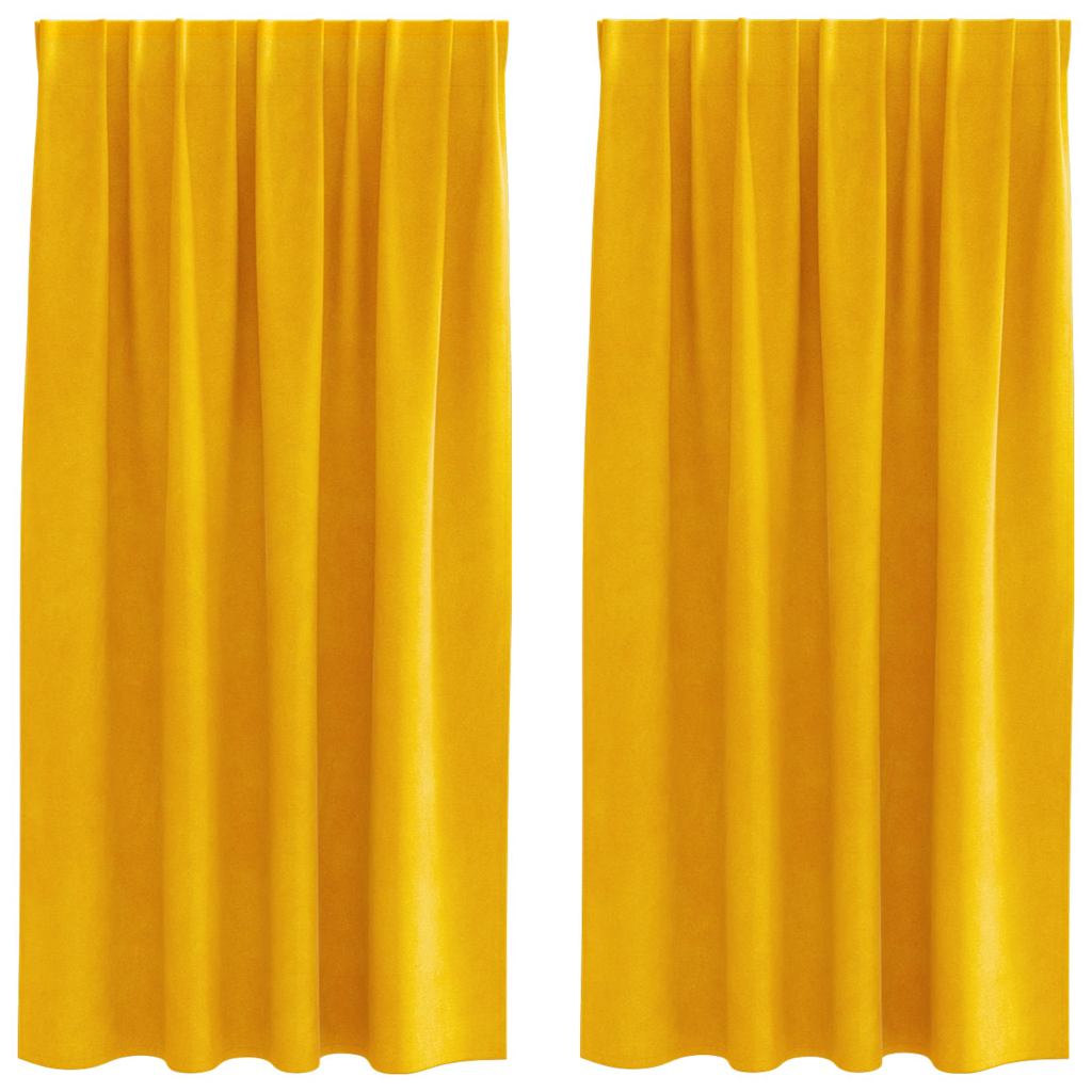 Mörkläggningsgardiner 2 st Senapsgul 140 x 175 cm Sammet