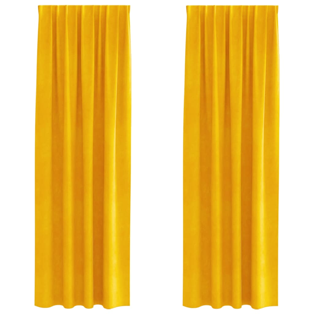 Mörkläggningsgardiner 2 st Senapsgul 140 x 245 cm Sammet