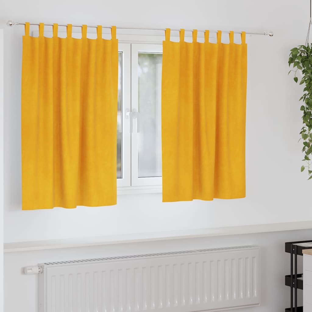 Mörkläggningsgardiner 2 st Senapsgul 140 x 140 cm Sammet