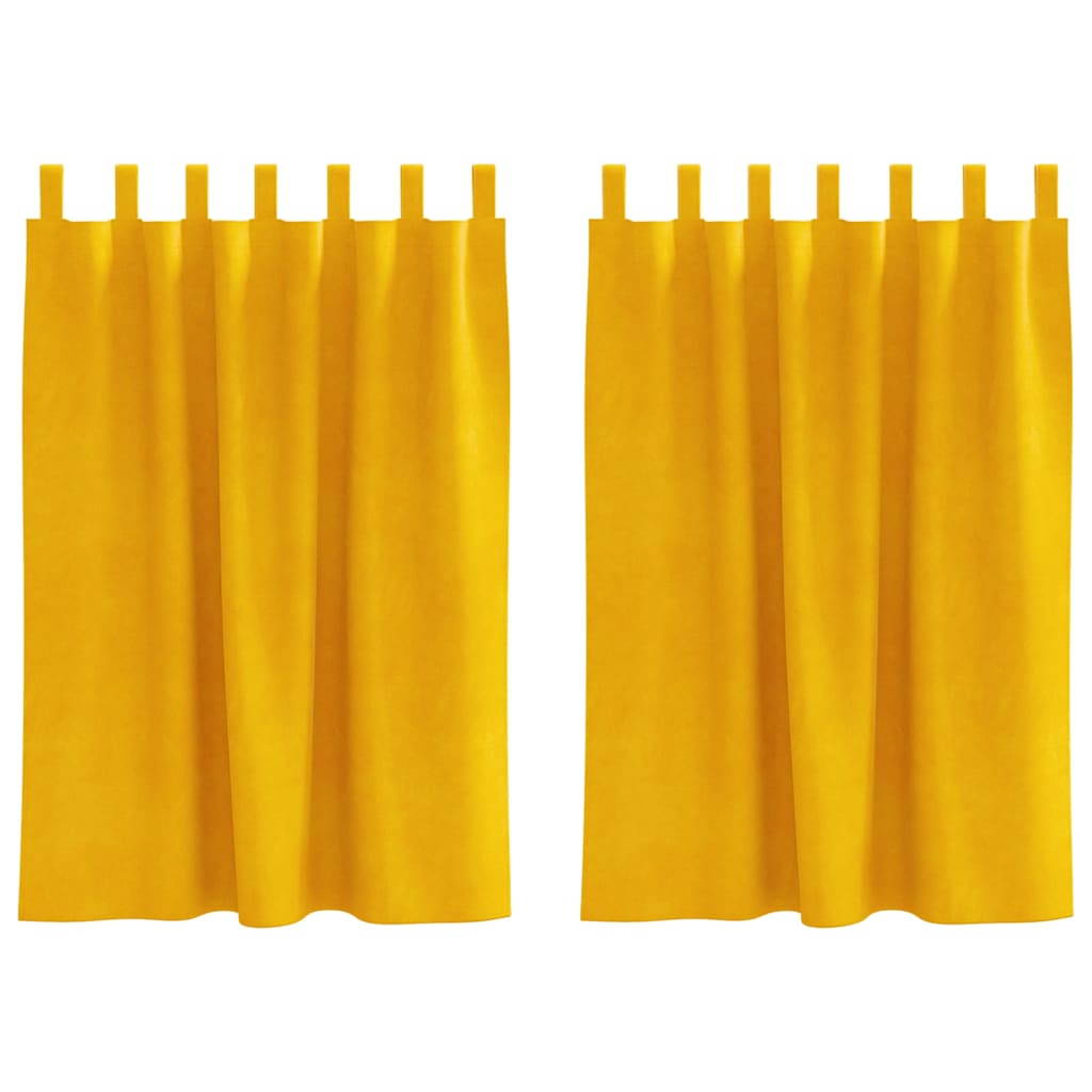 Mörkläggningsgardiner 2 st Senapsgul 140 x 140 cm Sammet