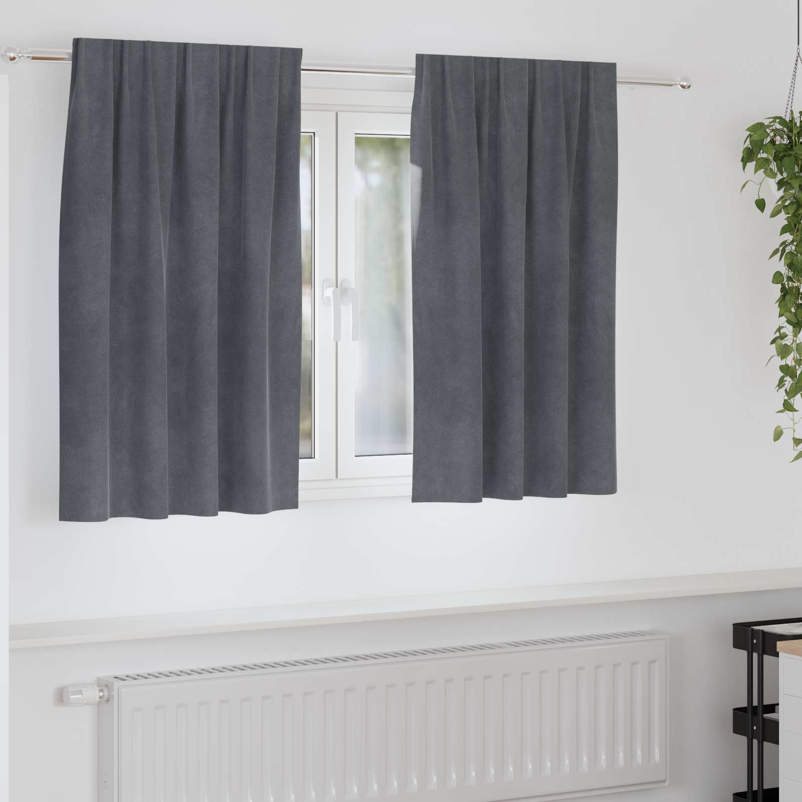 Mörkläggningsgardiner 2 st Ljusgrå 140 x 140 cm Sammet