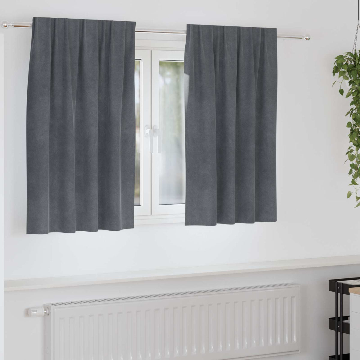 Gardiner 2 st Ljusgrå 140 x 140 cm Sammet