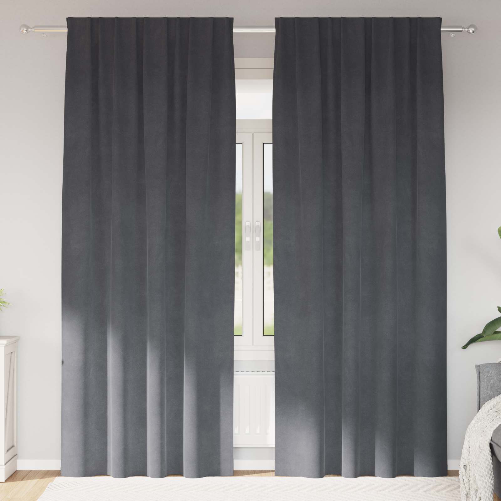 Mörkläggningsgardiner 2 st Ljusgrå 140 x 260 cm Sammet