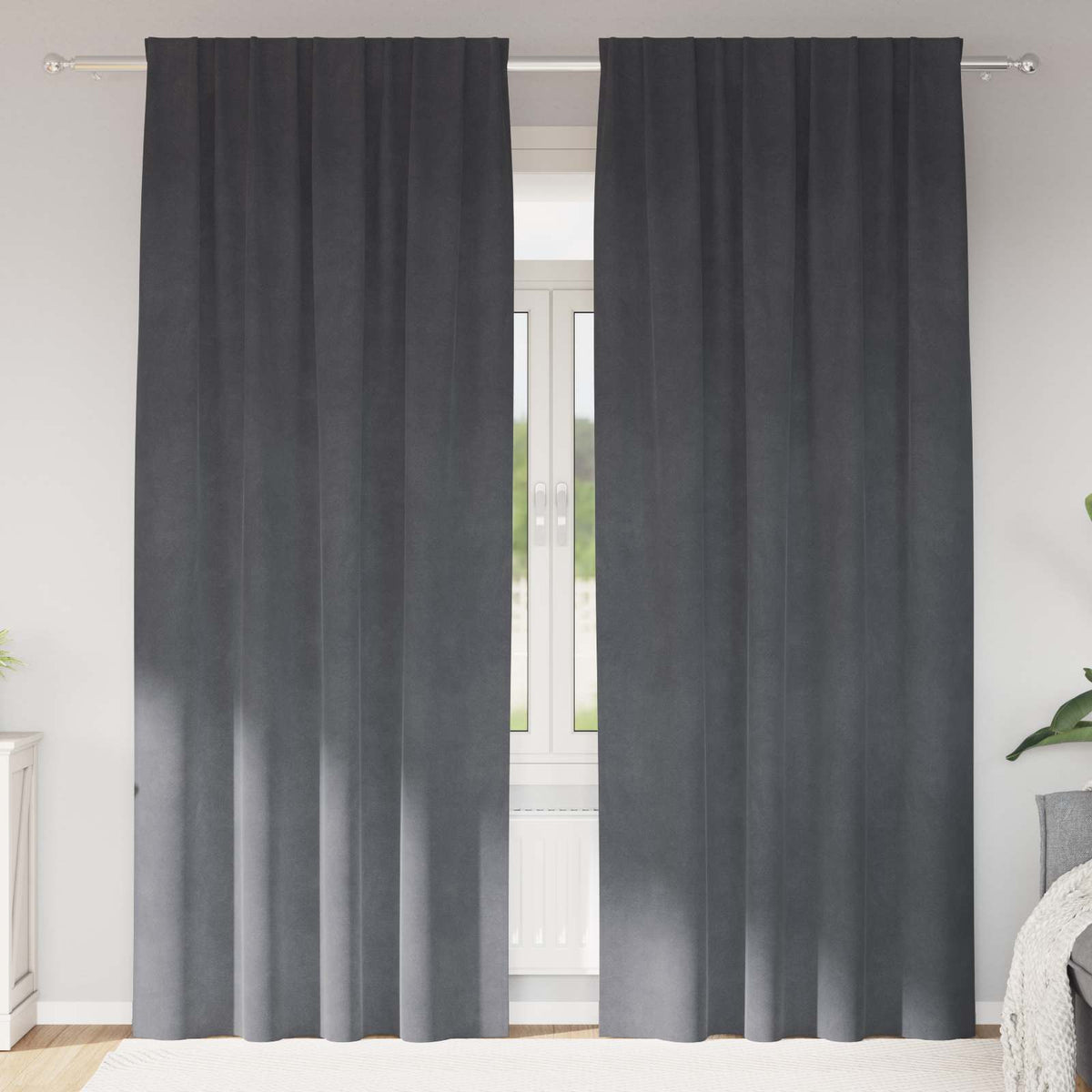 Gardiner 2 st Ljusgrå 140 x 260 cm Sammet