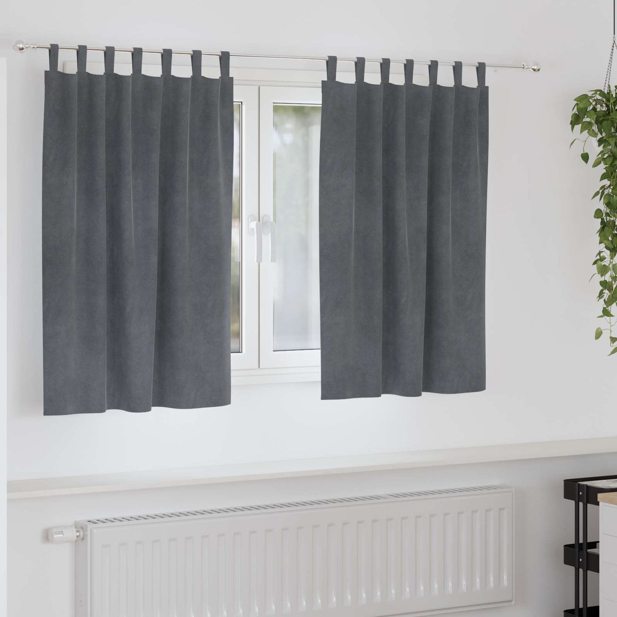 Gardiner 2 st Ljusgrå 140 x 140 cm Sammet