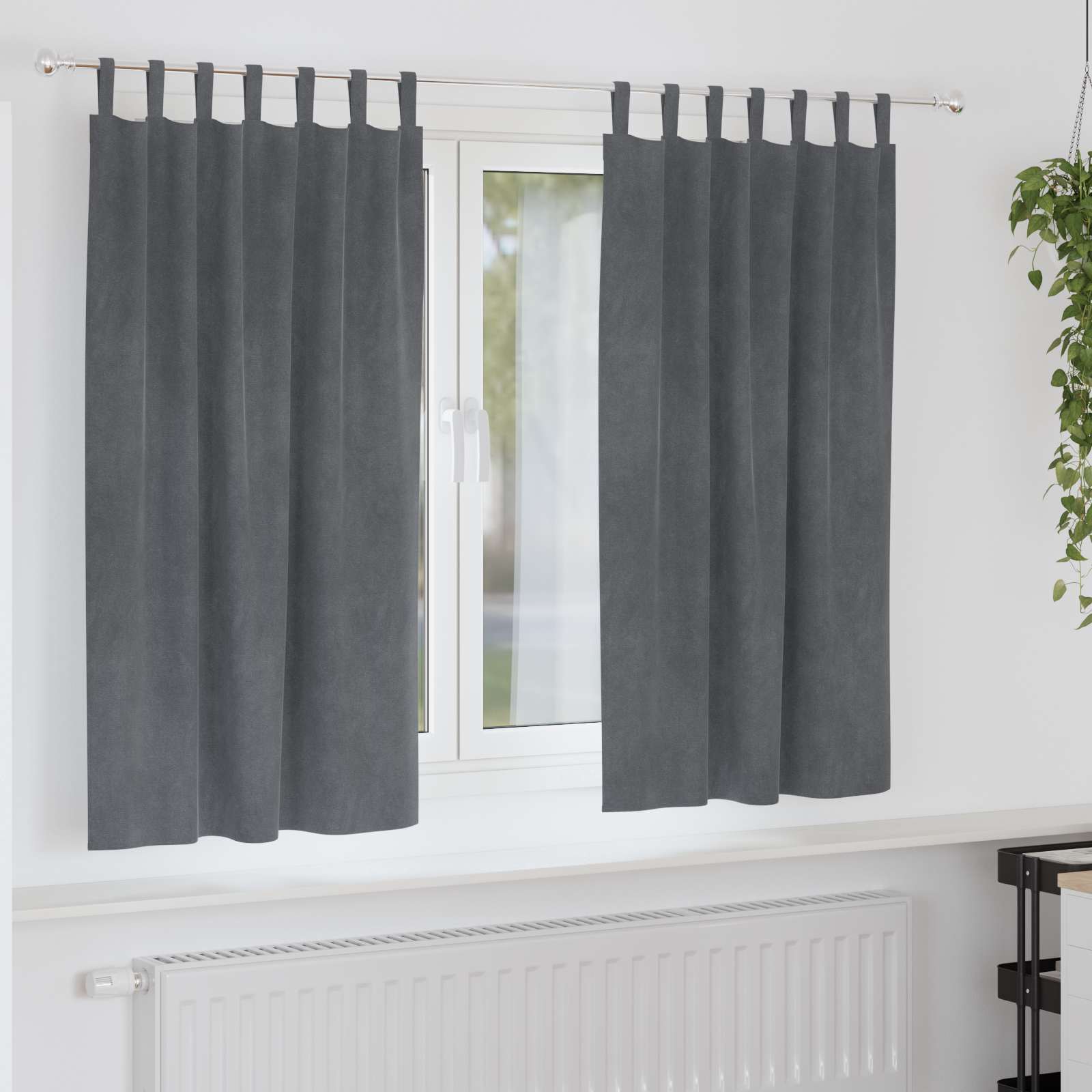 Mörkläggningsgardiner 2 st Ljusgrå 140 x 175 cm Sammet
