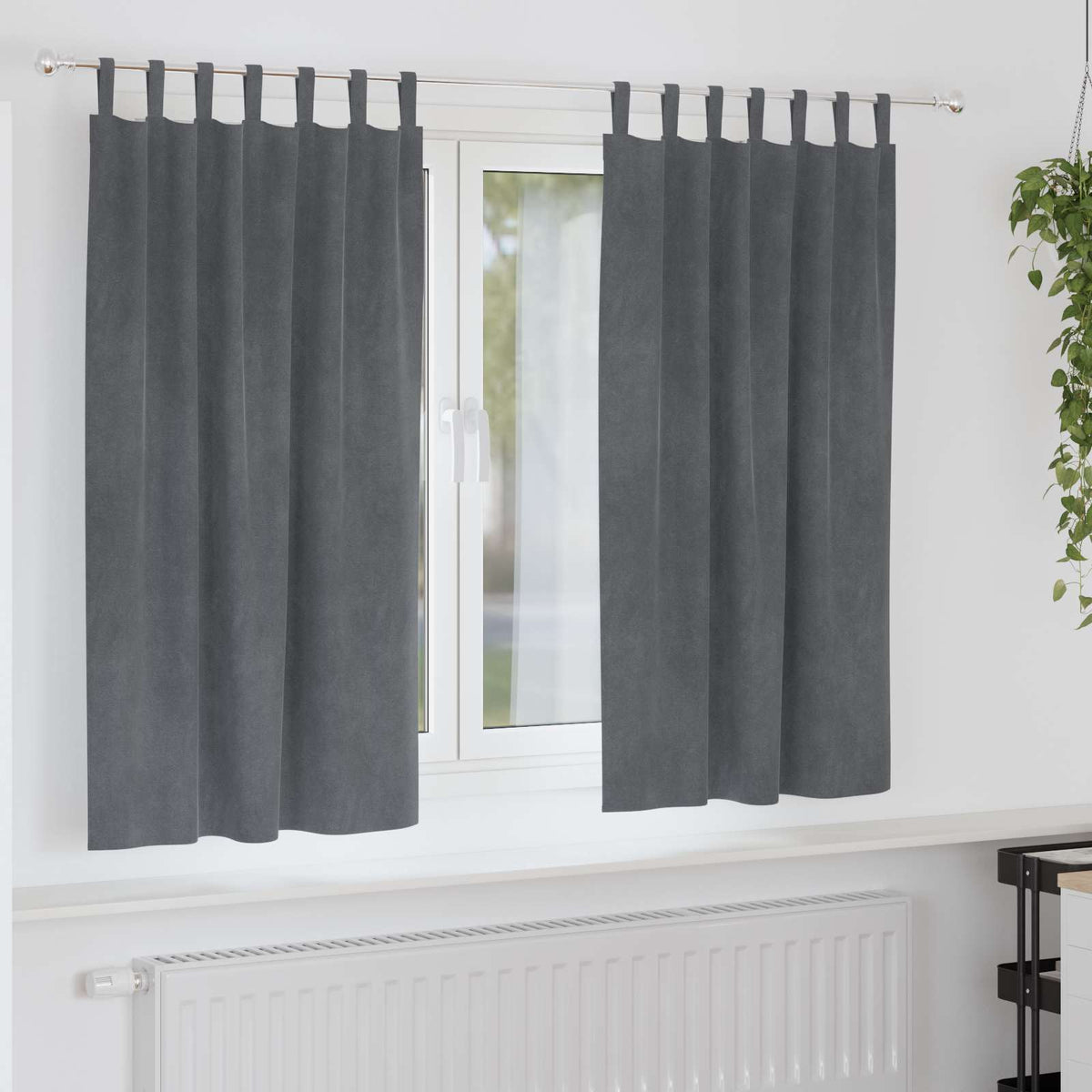 Gardiner 2 st Ljusgrå 140 x 175 cm Sammet