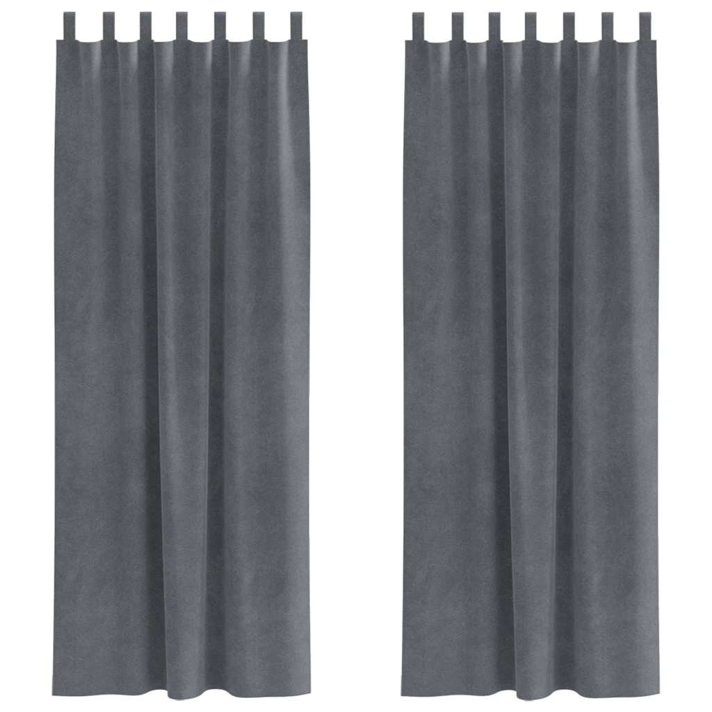 Gardiner 2 st Ljusgrå 140 x 245 cm Sammet