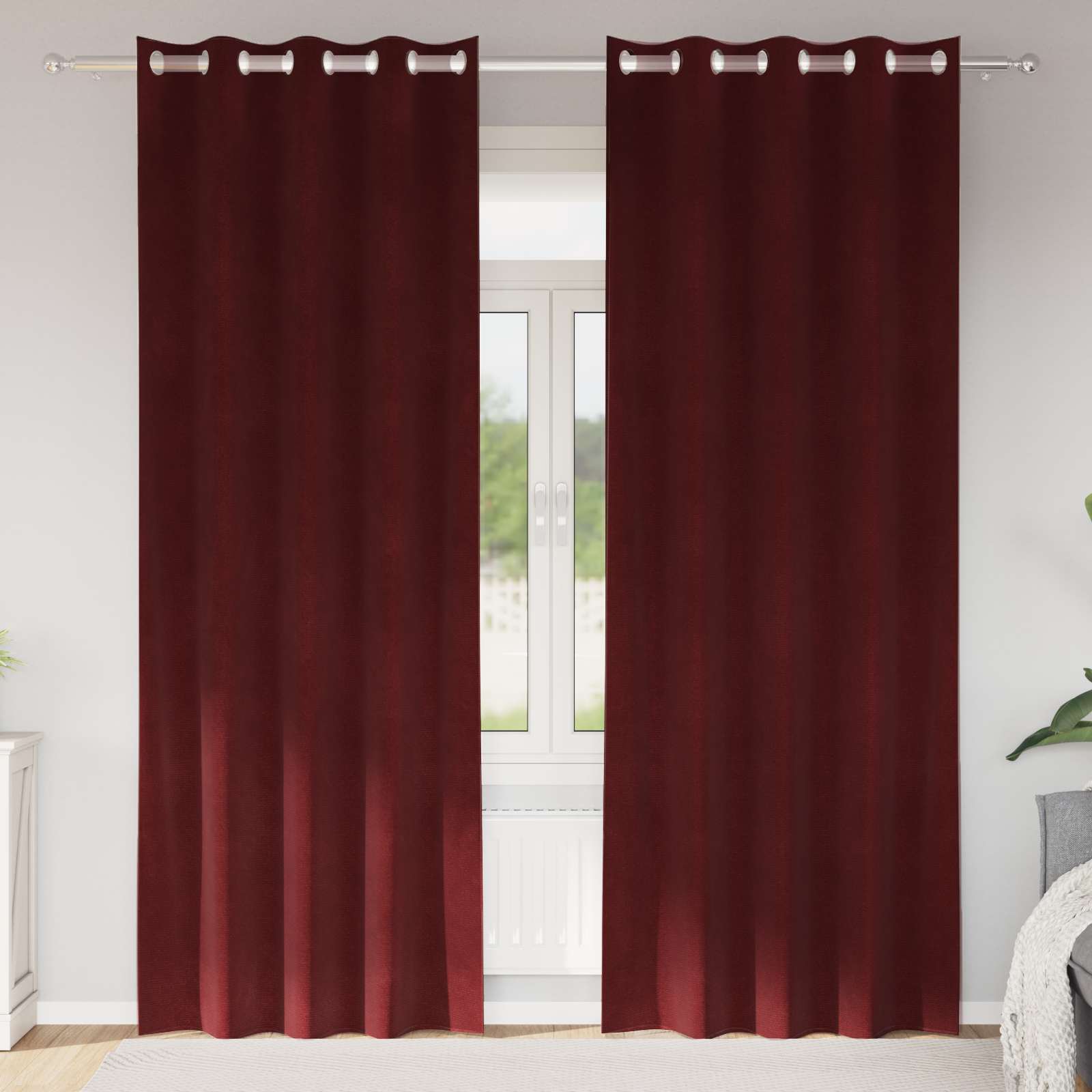 Mörkläggningsgardiner 2 st Vinröd 140 x 225 cm Sammet