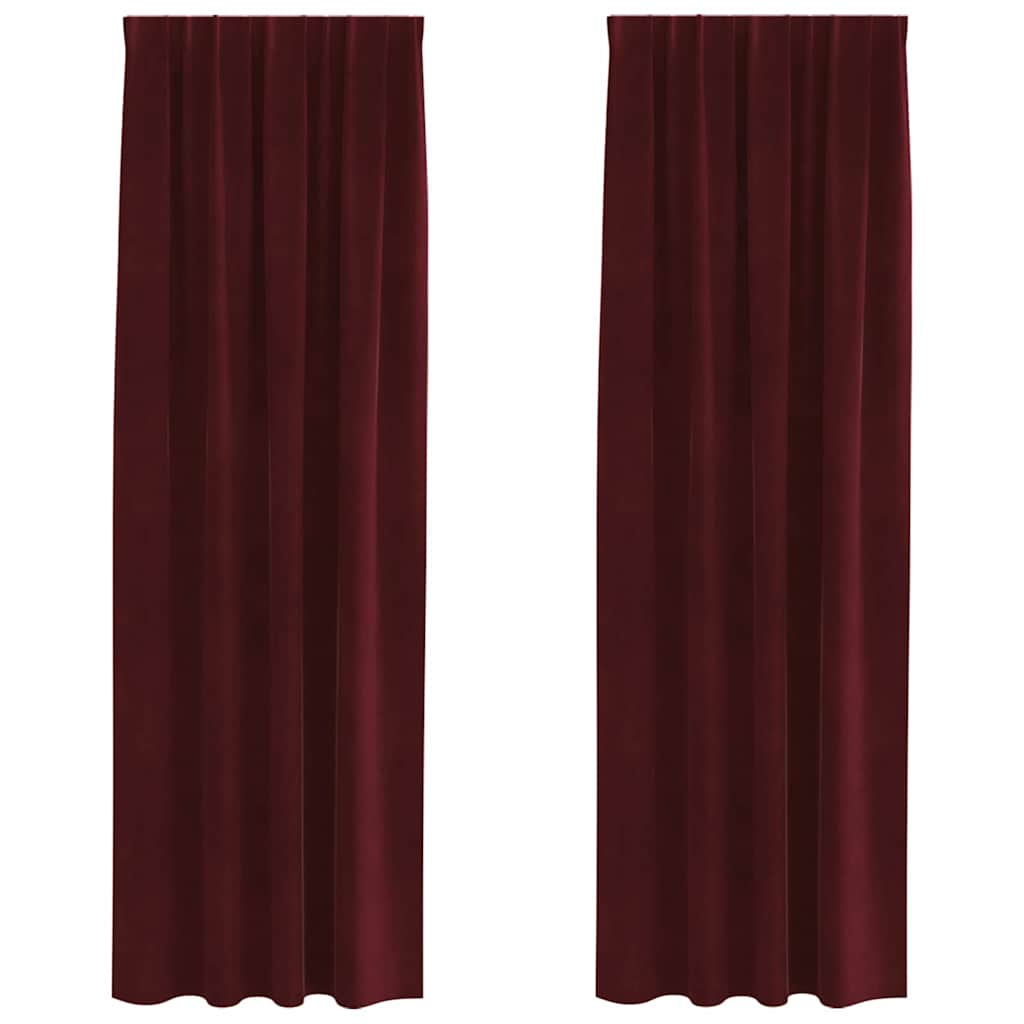 Mörkläggningsgardiner 2 st Vinröd 140 x 225 cm Sammet