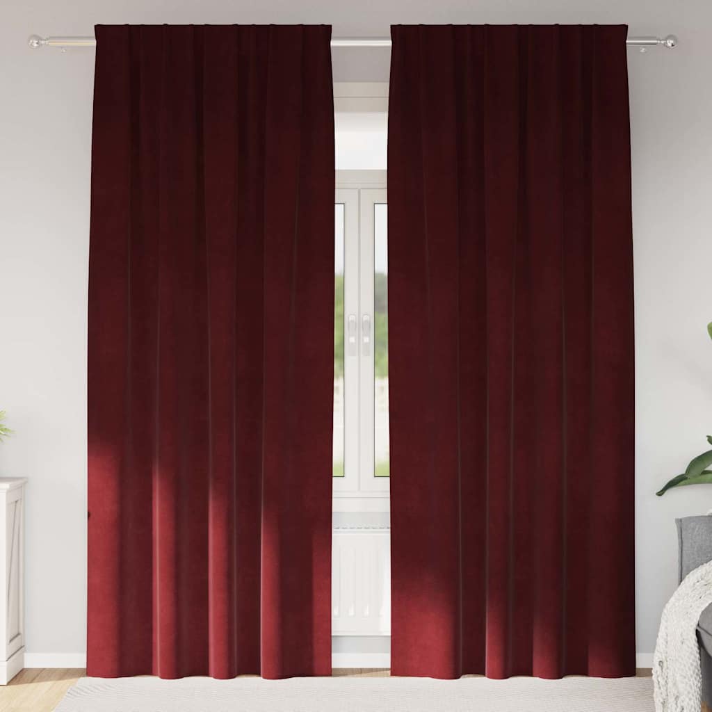 Mörkläggningsgardiner 2 st Vinröd 140 x 260 cm Sammet