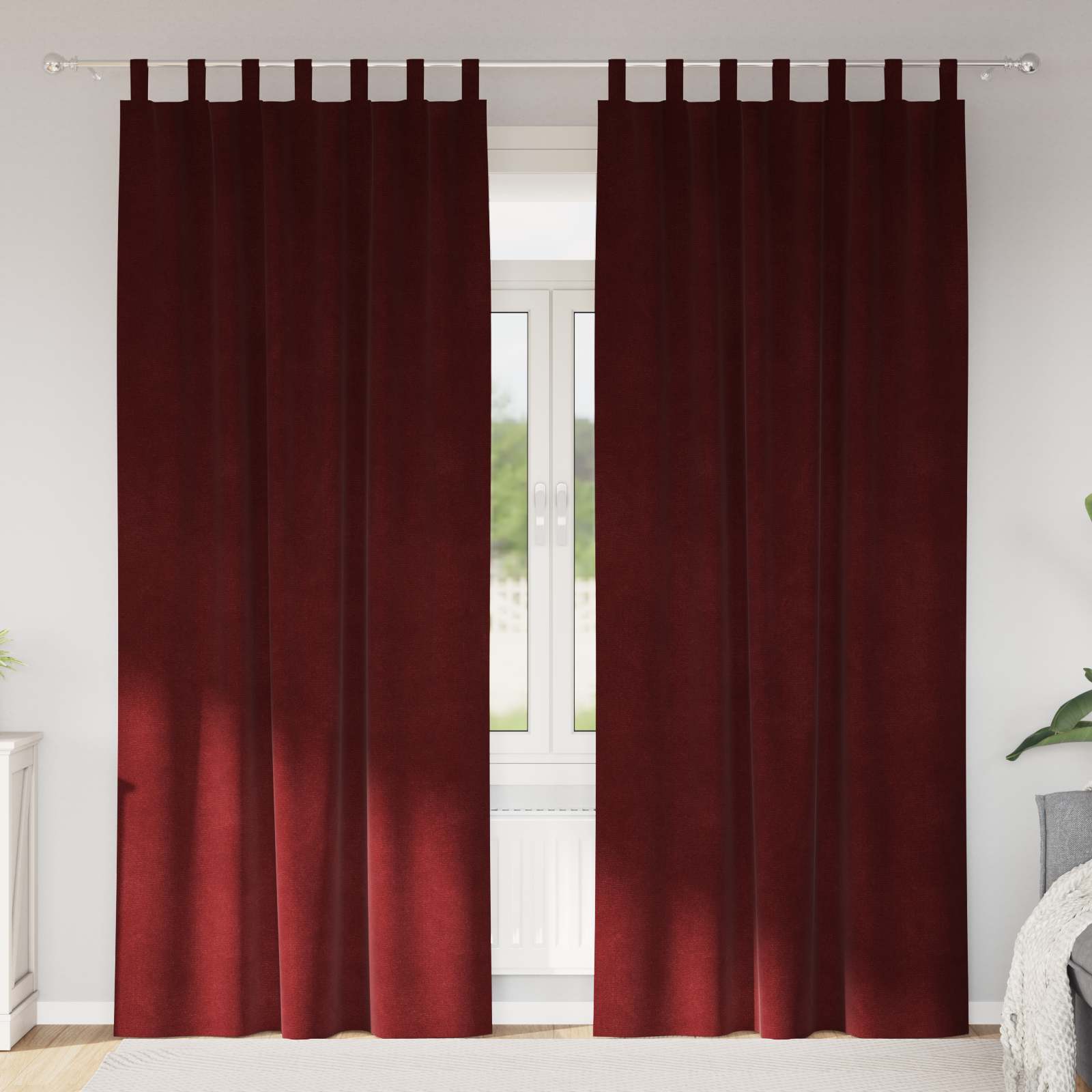 Mörkläggningsgardiner 2 st Vinröd 140 x 245 cm Sammet