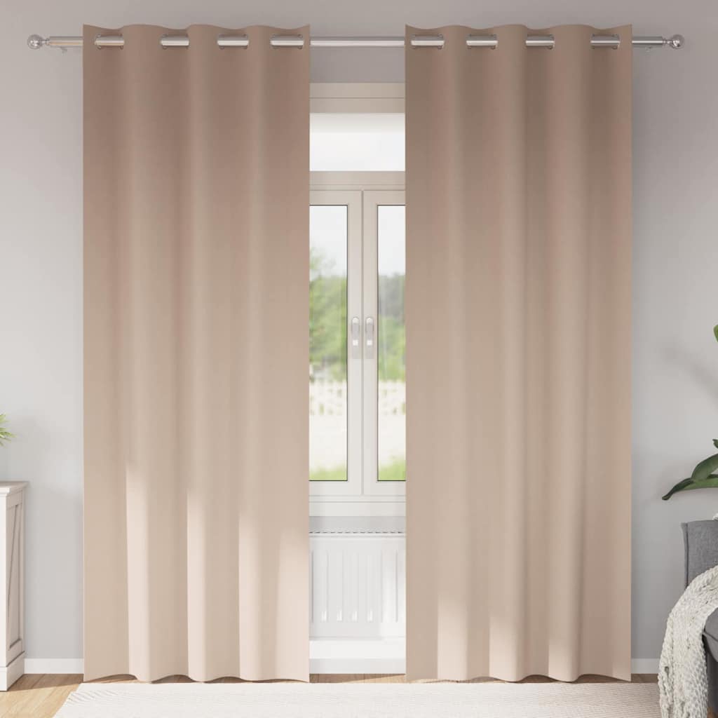 Mörkläggningsgardiner med Ringar 2 st Taupe 260 x 140 cm