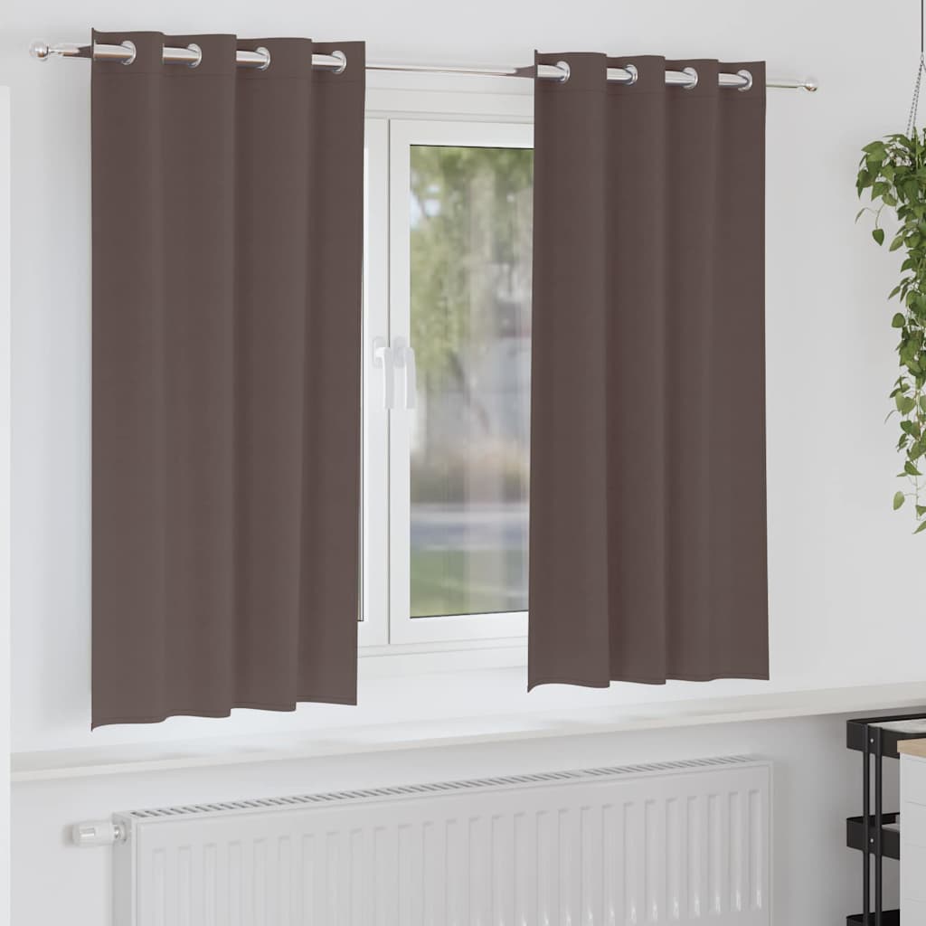 Mörkläggningsgardiner med Ringar 2 st Mörkbrun 175 x 140 cm