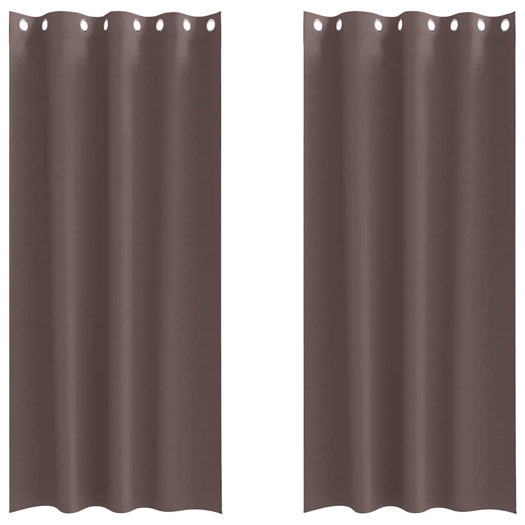 Mörkläggningsgardiner med Ringar 2 st Mörkbrun 225 x 140 cm